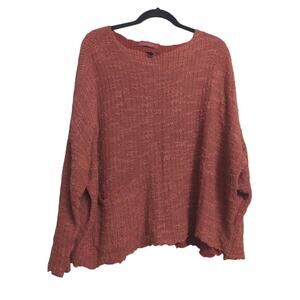 Cut Loose Womens Pullover Sweater Brown Long Sleeve Boat Neck Pockets One Size
